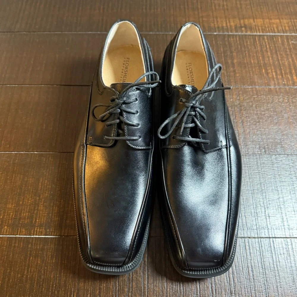 Florsheim Cortland Oxford Mens 10.5D Black Leather Square Toe Dress Shoes Office